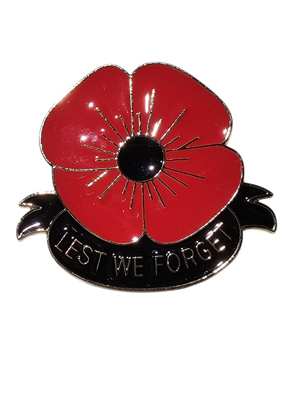 Remembrance Day Lest We Forget Enamel Poppy Pin